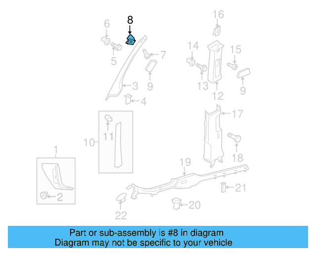 Windshield Pillar Trim Retainer Nut 1K0-867-207 - View 2