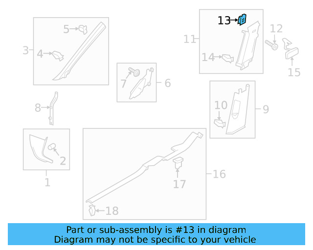 Upper Center Pillar Trim Retainer Nut 1K0-880-288-A - View 14