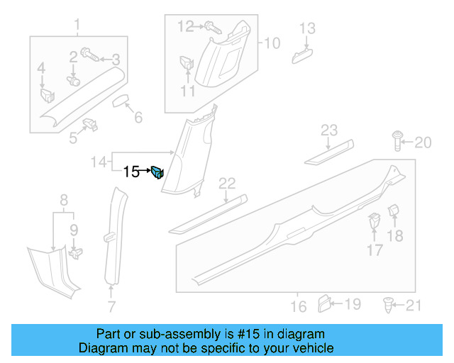 Upper Center Pillar Trim Retainer Nut 1K0-880-288-A - View 8