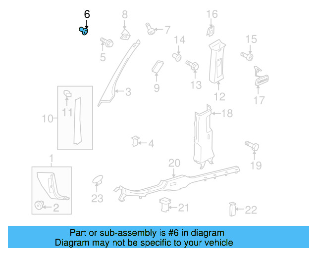 Upper Center Pillar Trim Retainer Nut 1K0-880-288-A - View 7
