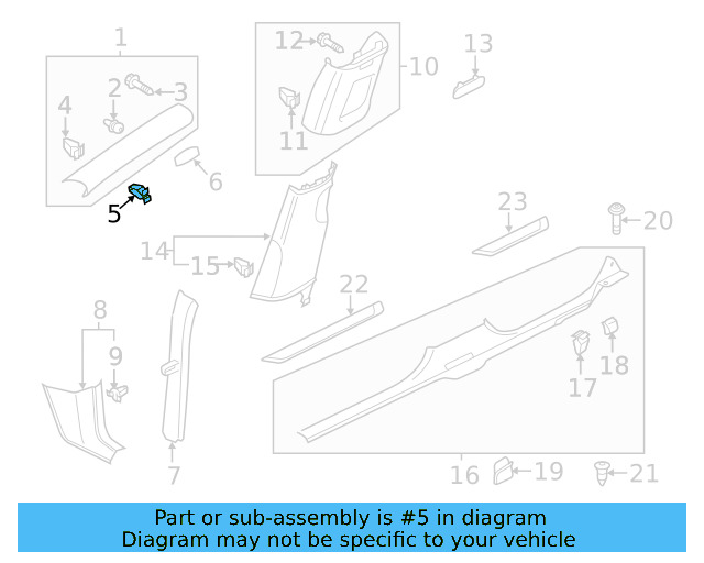 Upper Center Pillar Trim Retainer 3C0-867-632 - View 14