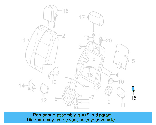 Recline Knob 1J0-881-671-H-3U6 - View 7