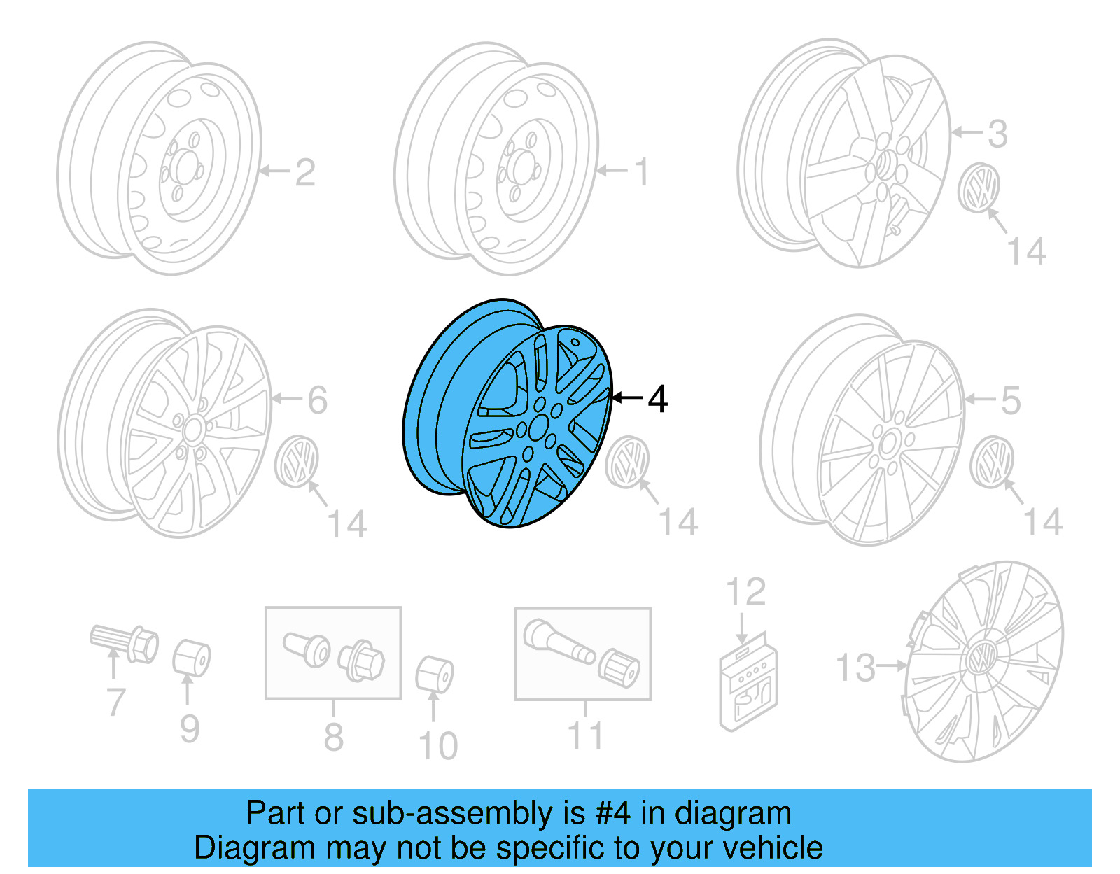 Wheel, Alloy 1K0-601-025-BN-8Z8 - View 49