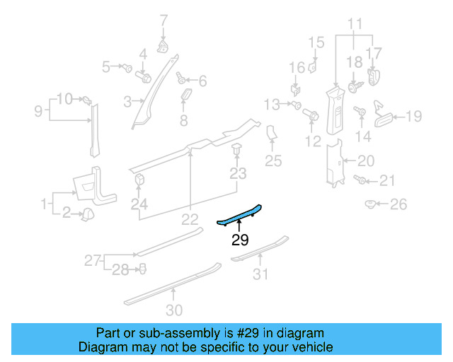 Rear Sill Plate 1K4-853-539-B-9B9