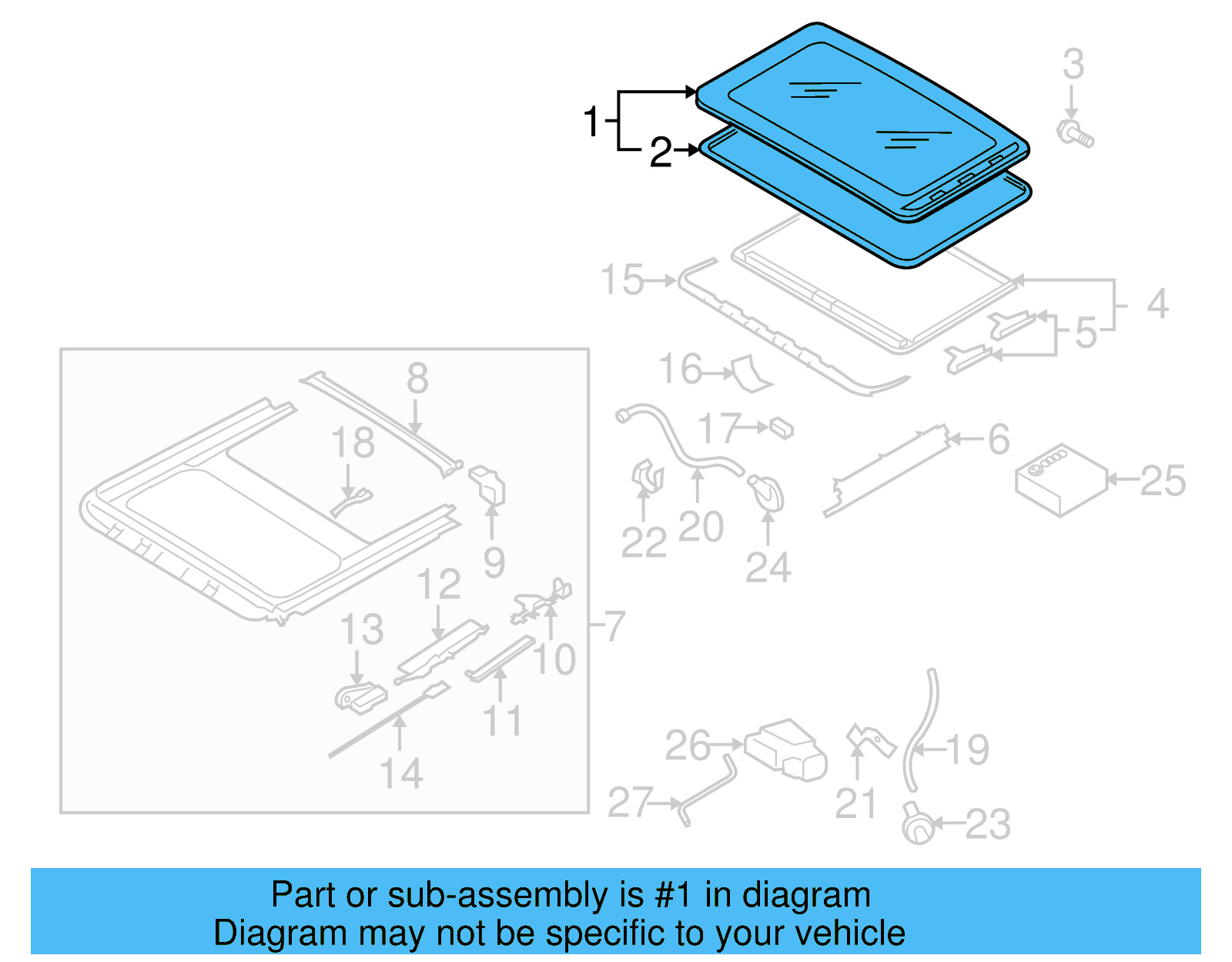 Sunroof Glass 1K5-877-071-A - View 8
