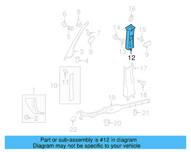 Upper Center Pillar Trim 1K5867244C3U5 - View 2