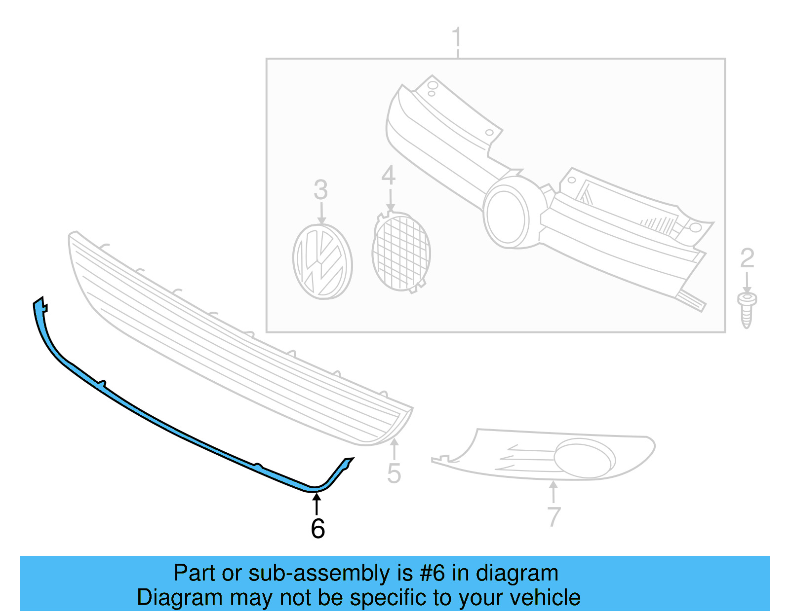 Grille Molding 1K9-853-101-B - View 5