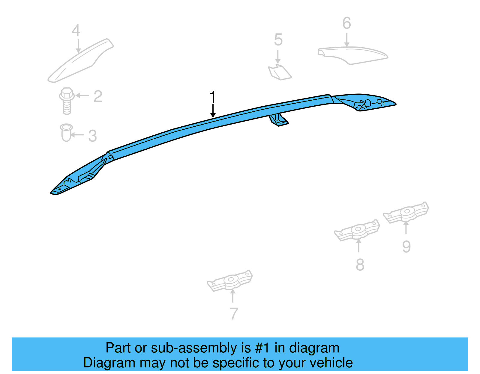 Roof Luggage Carrier Side Rail 1K9-860-026-A-03C - View 5