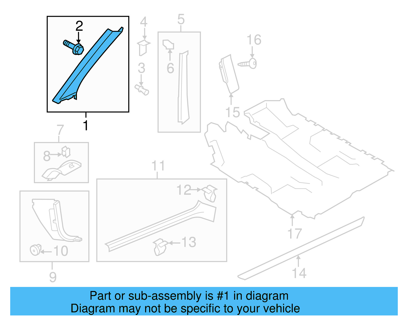 Windshield Pillar Trim 1Q0-867-233-H-82V - View 4