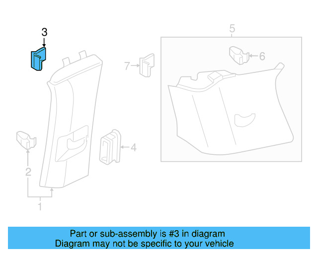 Rear Quarter Trim Retainer 1T0-867-283-A - View 7