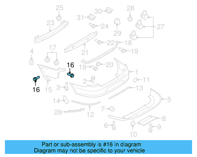 Bumper Cover Mount Bolt N-909-747-01 - View 231
