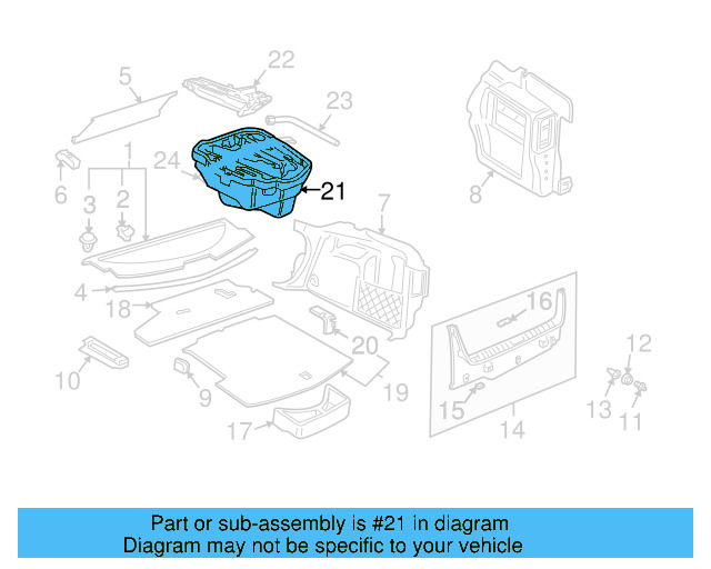 Trunk Floor Storage Box 1J0-012-115-AD - View 10