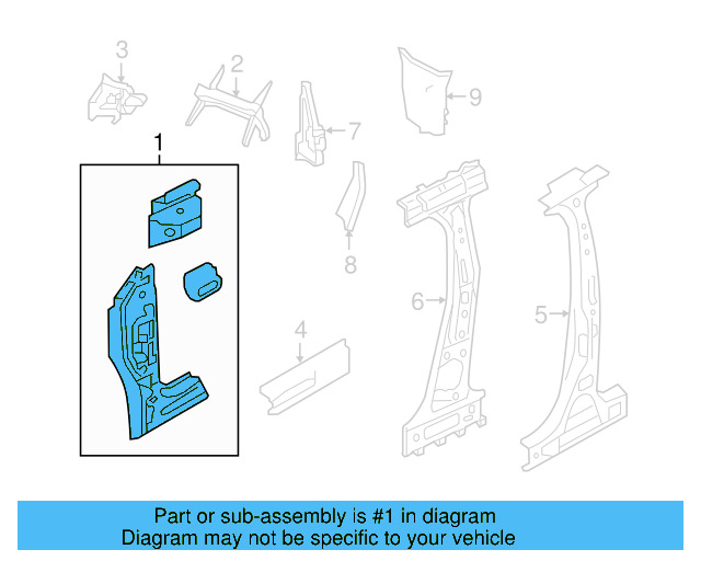 Hinge Pillar Reinforced 5C6-809-203-A - View 2
