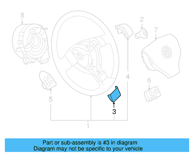 Steering Wheel Emblem Clip Badge Chrome R32 1K0-419-685-S-3Q7