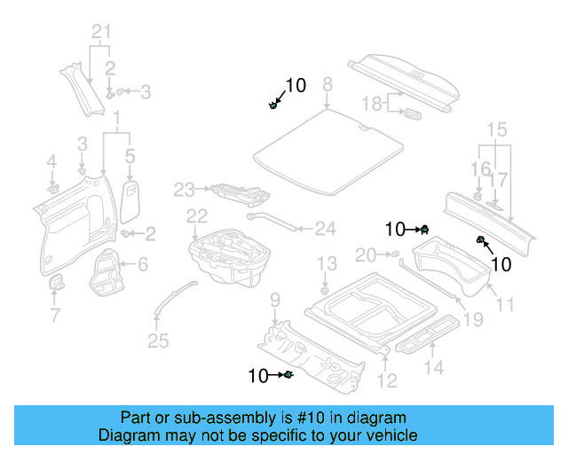 Trunk Trim Panel Clip 7H0-867-299-01C - View 14