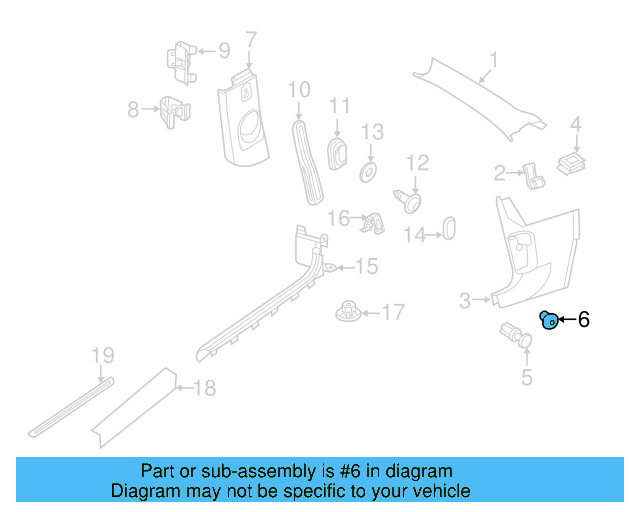 Kick Panel Trim Clip 1C0-867-207 - View 8
