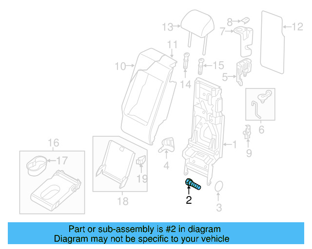 Seat Back Frame Pivot Bolt 7P0-885-997 - View 4