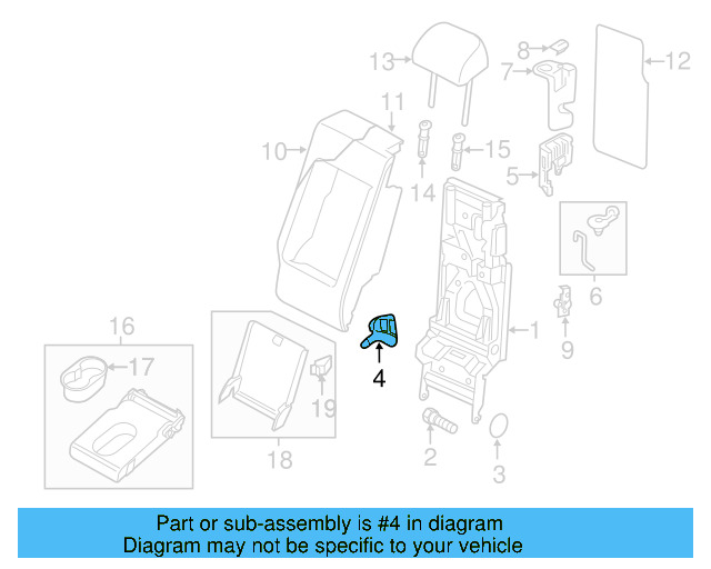 Seat Back Frame Cap 7P0-885-934-B-JT7 - View 3