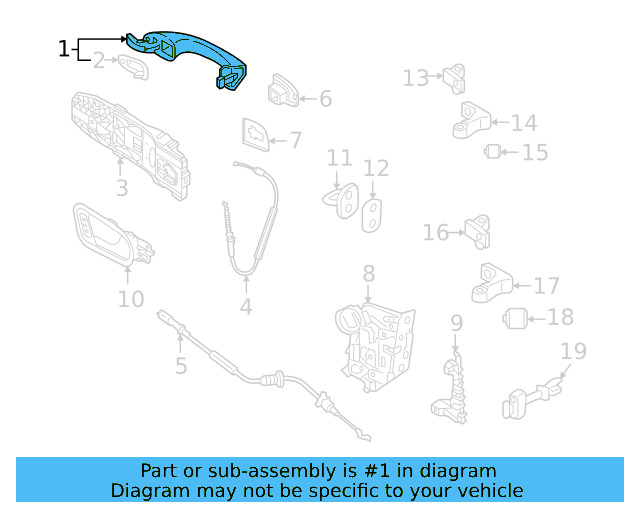Handle, Outside 2GJ-837-205-GRU - View 3