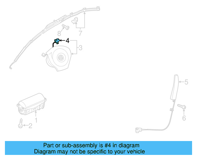 Driver Air Bag Harness 3C8-971-584-F - View 5