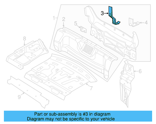 Rear Body Panel Bracket 1K5-813-743-C