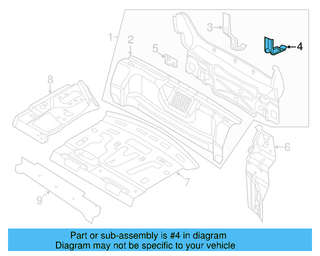 Rear Body Panel Bracket 5C6-813-745 - View 5