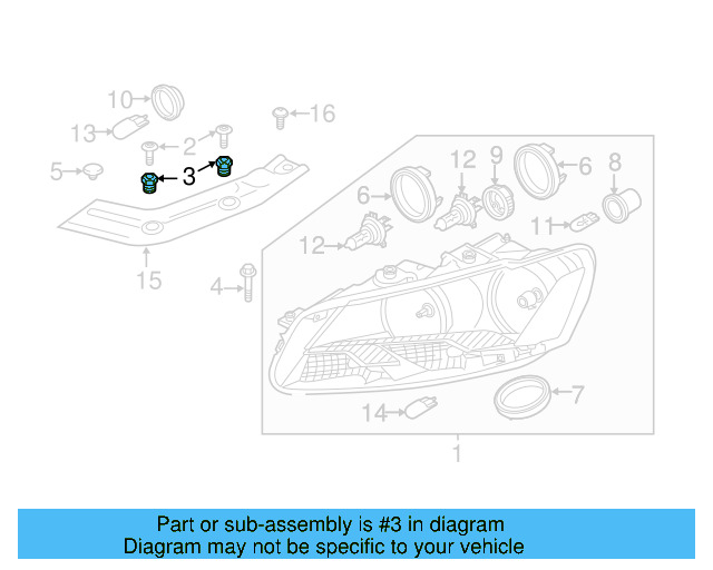 Headlamp Assembly Adapter 1K8-941-297 - View 9
