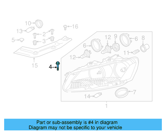 Headlamp Assembly Bolt N-910-953-01 - View 18