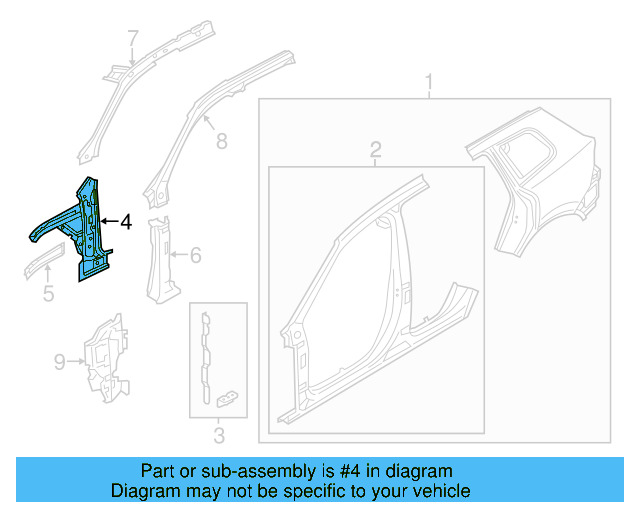 Inner Hinge Pillar 7P0-805-191-A - View 5