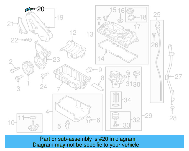 Upper Timing Cover Clip 04L-131-213-C - View 3