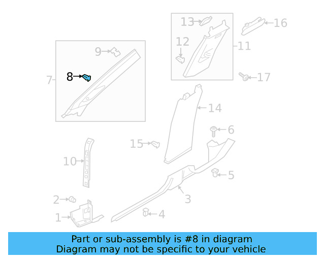 Windshield Pillar Trim Clip 5NA-867-276-B - View 22