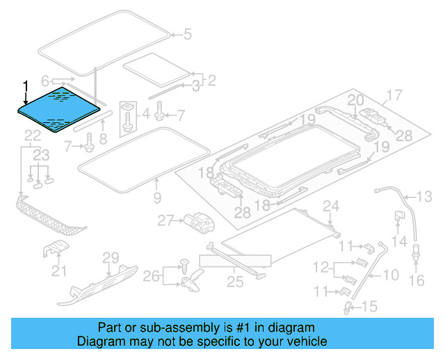 Sunroof Glass 1K9-877-055-B-9B9 - View 4