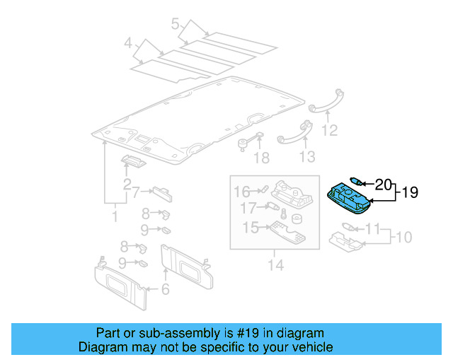 Interior Lamp 3B0-947-291-B-95T - View 17