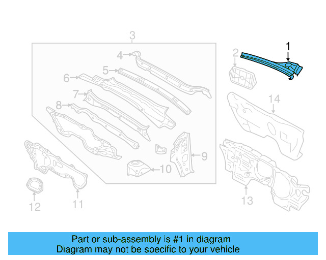 Cowl Grille 5C7-819-404-A-9B9 - View 6