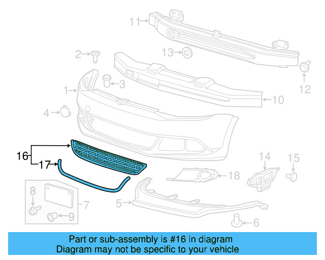 Lower Grille 5C6-853-677-9B9 - View 14