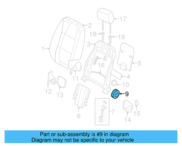 Recline Knob 1J0-881-671-H-95T - View 8