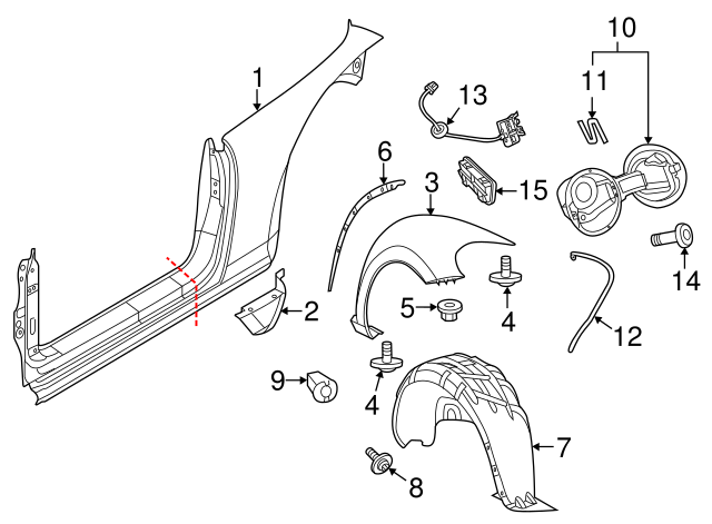 Fuel Door Spring 1J0-809-931 - View 35