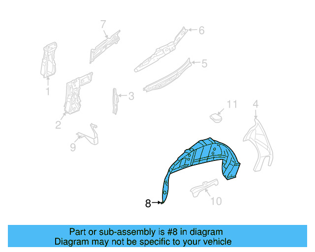 Inner Wheelhouse 1Y0-809-852-C - View 3