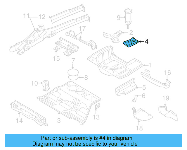 Floor Pan Mount 8E0-804-387-A - View 8