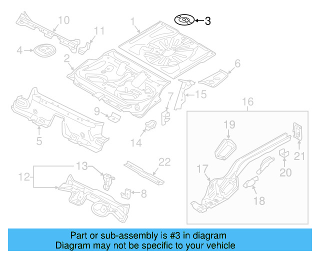 Rear Floor Pan Retainer 1T0-803-274 - View 2