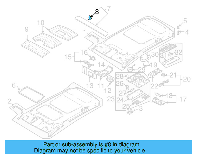 Rear Header Trim 3C9-867-617-B-3U5 - View 7