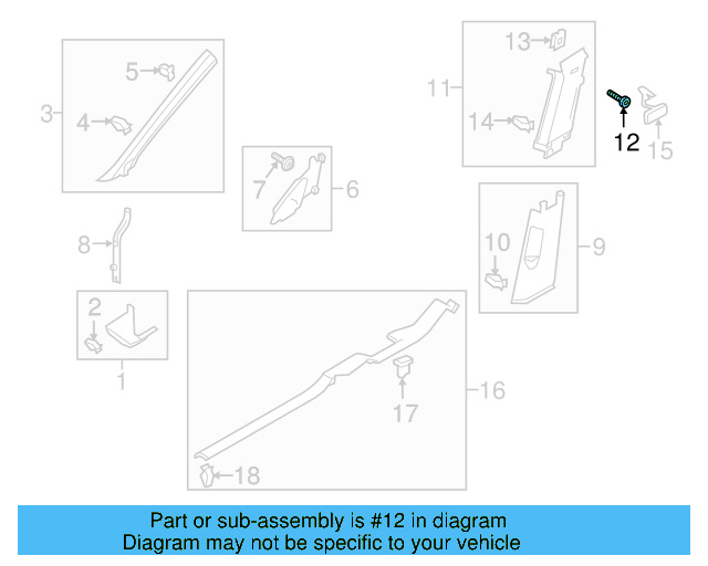 Upper Center Pillar Trim Screw N-912-259-01 - View 4