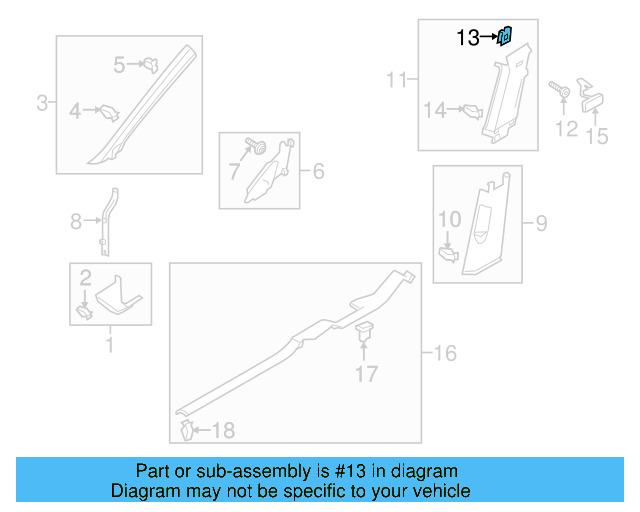 Upper Center Pillar Trim Retainer Nut 1K0-880-288-A - View 37