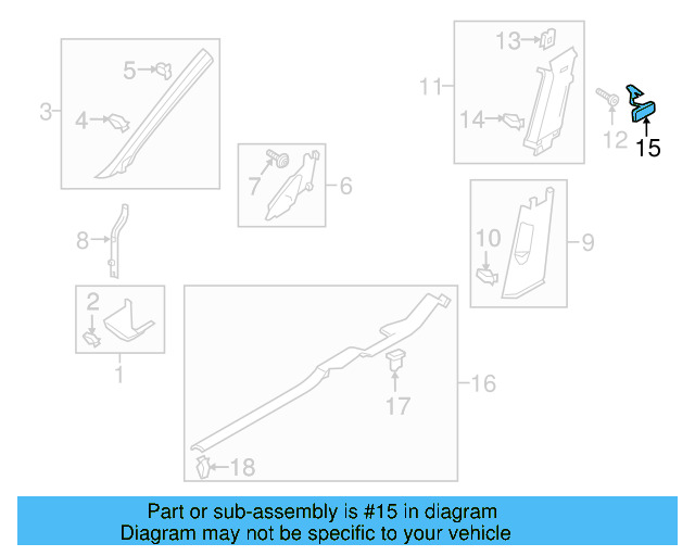Upper Center Pillar Trim Trim Plate 5G0-853-437-Y20 - View 16