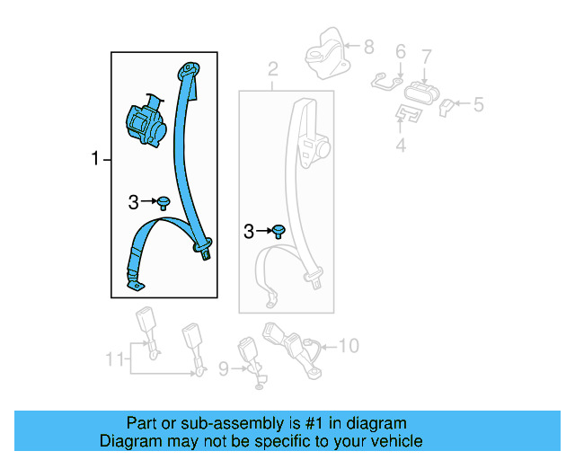 Lap & Shoulder Belt 3D7-857-805-C-PNA - View 3