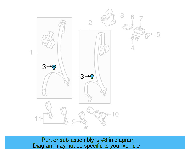 Seat Belt Assembly Button 443-857-847-B-5J6 - View 10