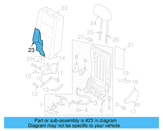 Seat Back Pad 5M0-885-776-P - View 3