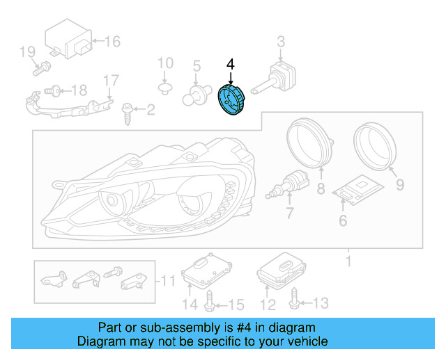 Low Beam Bulb Mount 5K0-941-109-C - View 12