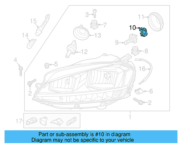 Low Beam Bulb Mount 5M0-941-160-A - View 9