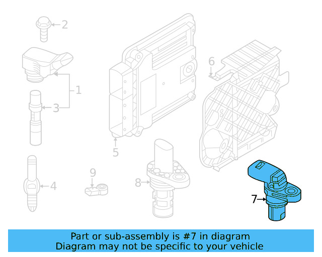 Camshaft Sensor 05E-907-601-E - View 3